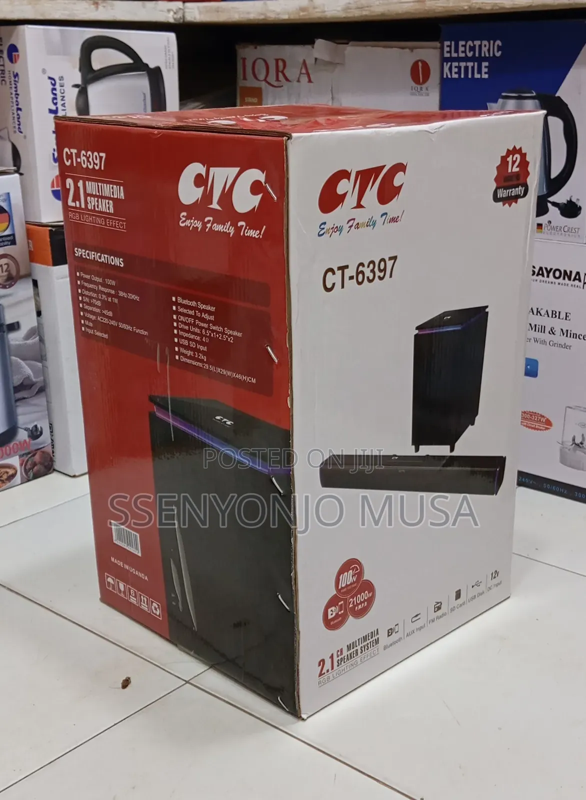 CTC Ct-6397 2.1 Channel Bluetooth Soundbar 100w With RGB Lighting