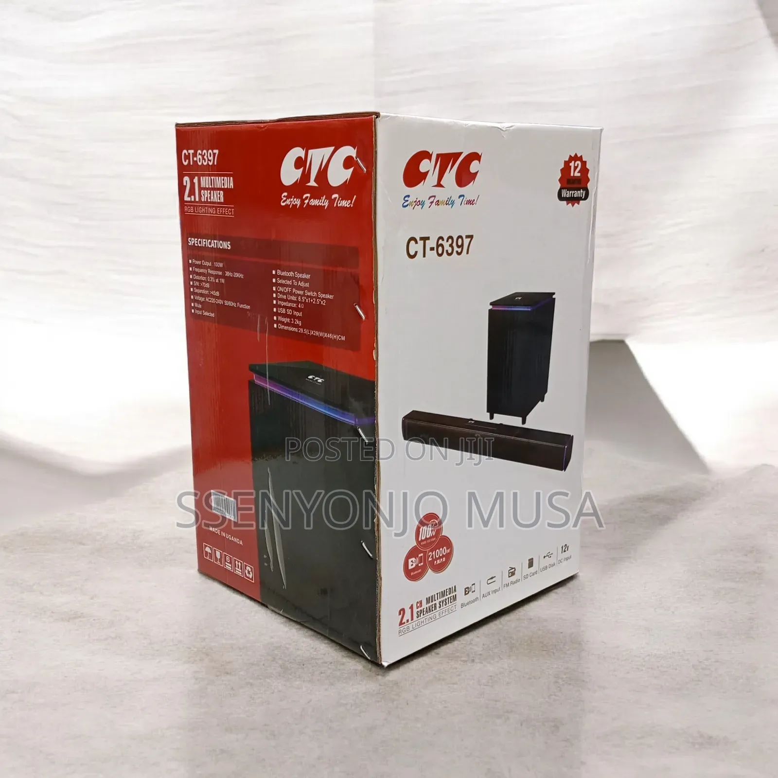 CTC Ct-6397 2.1 Channel Bluetooth Soundbar 100w With RGB Lighting