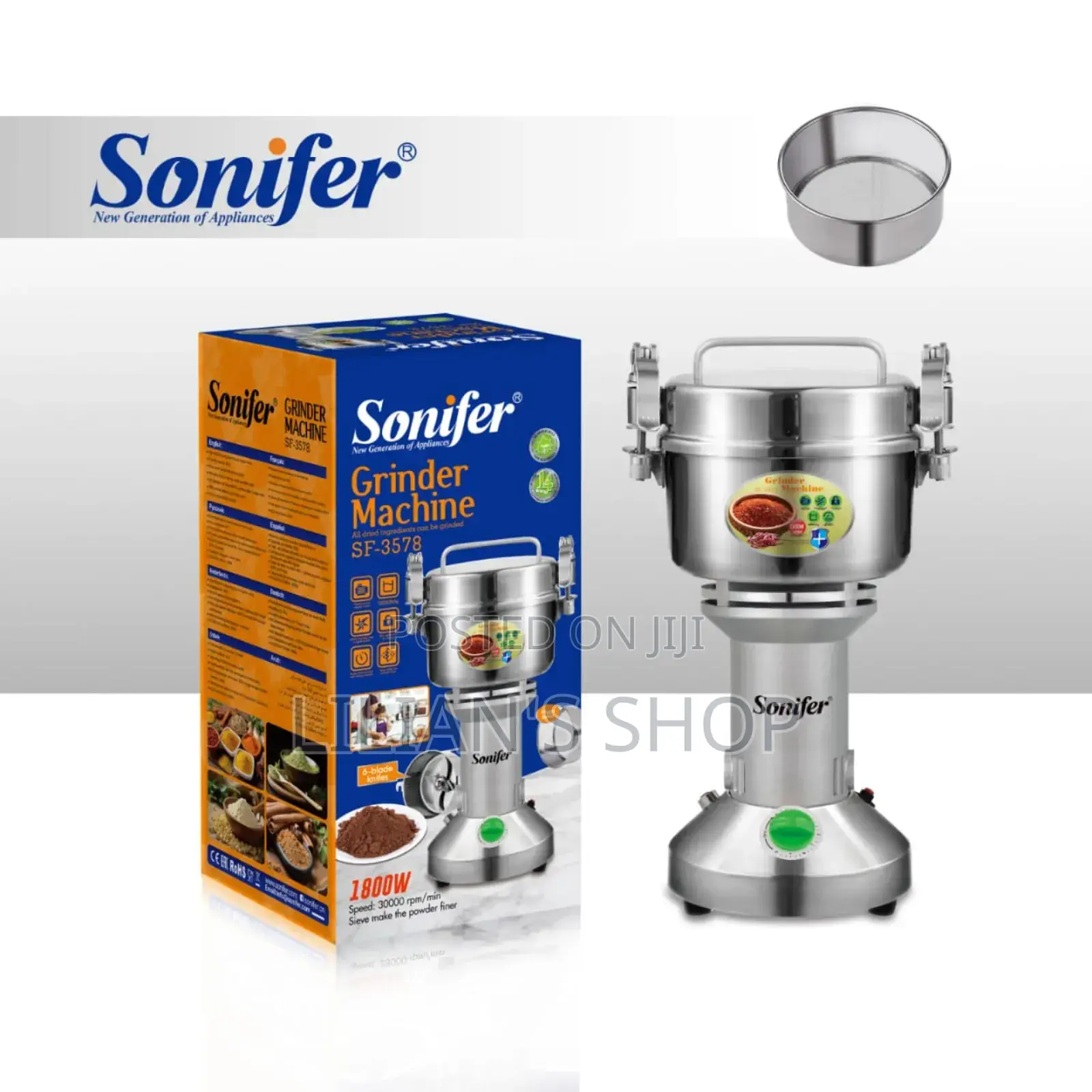 Sonifer Sf-3578 Stainless Steel Spice Grinder