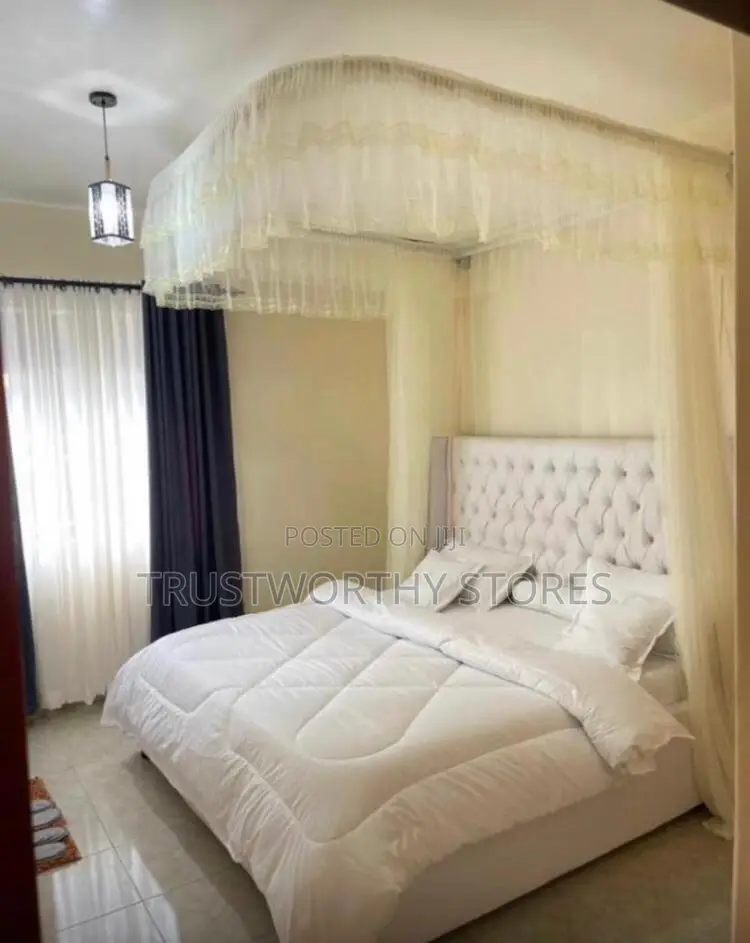 White String Wall Mounted Mosquito Net - Strong Rails, Free Size