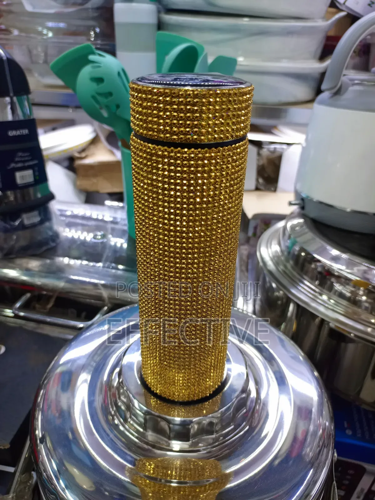 A Gold-Toned, Rhinestone-Studded Stainless Steel Thermal Vacuum