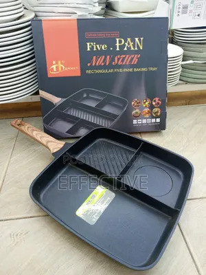 An Aluminum 3-Section Non-Stick Frying Pan.