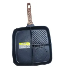 An Aluminum 3-Section Non-Stick Frying Pan.