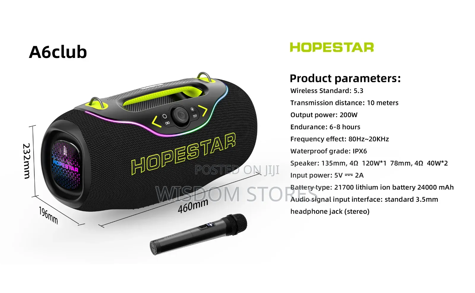 Hopestar 200w A6club Outdoor Waterproof Wireless Bluetooth Speaker