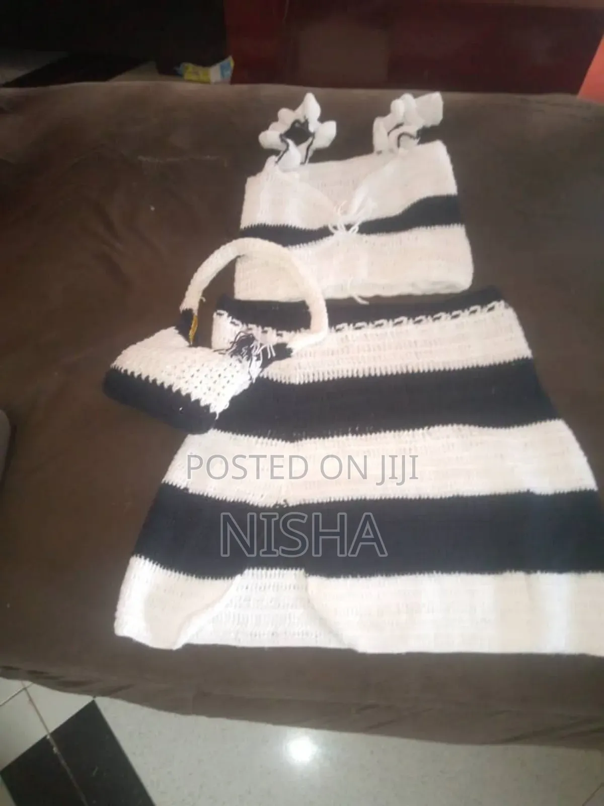 Crochet Crop Top and Skirt With a Bag