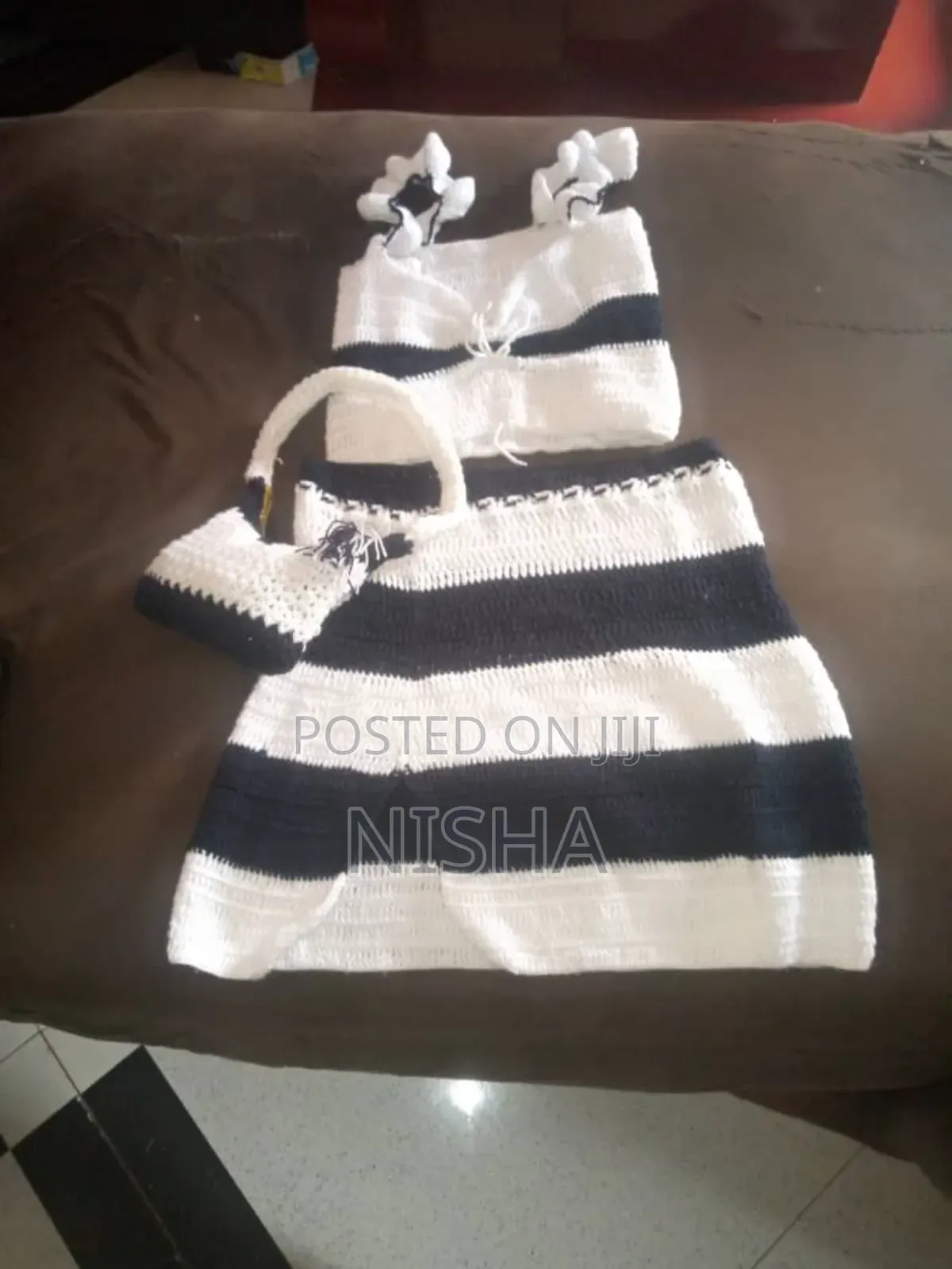 Crochet Crop Top and Skirt With a Bag