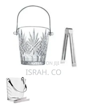 Elegant Glass Ice Bucket With Stainless Steel Tongs