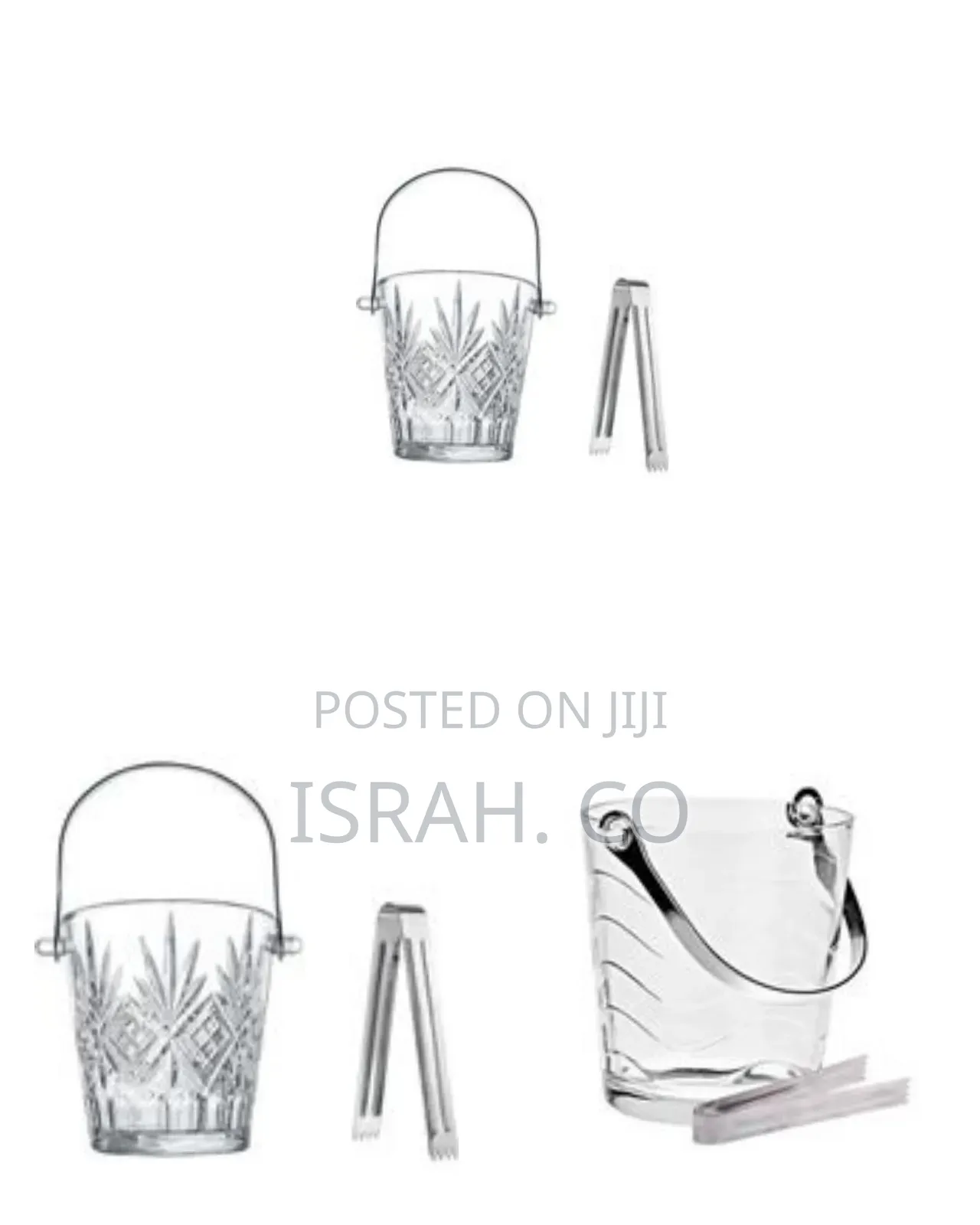 Elegant Glass Ice Bucket With Stainless Steel Tongs