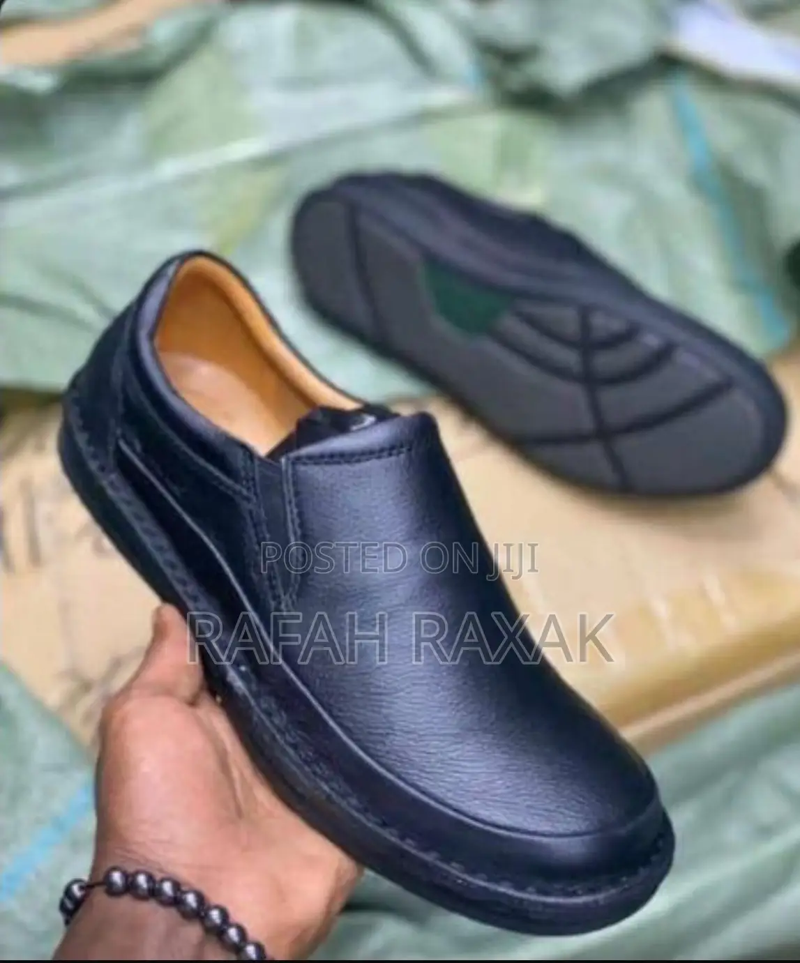 Men’S Black Clarks Active Air Casual Slip-on Genuine Leather Shoes