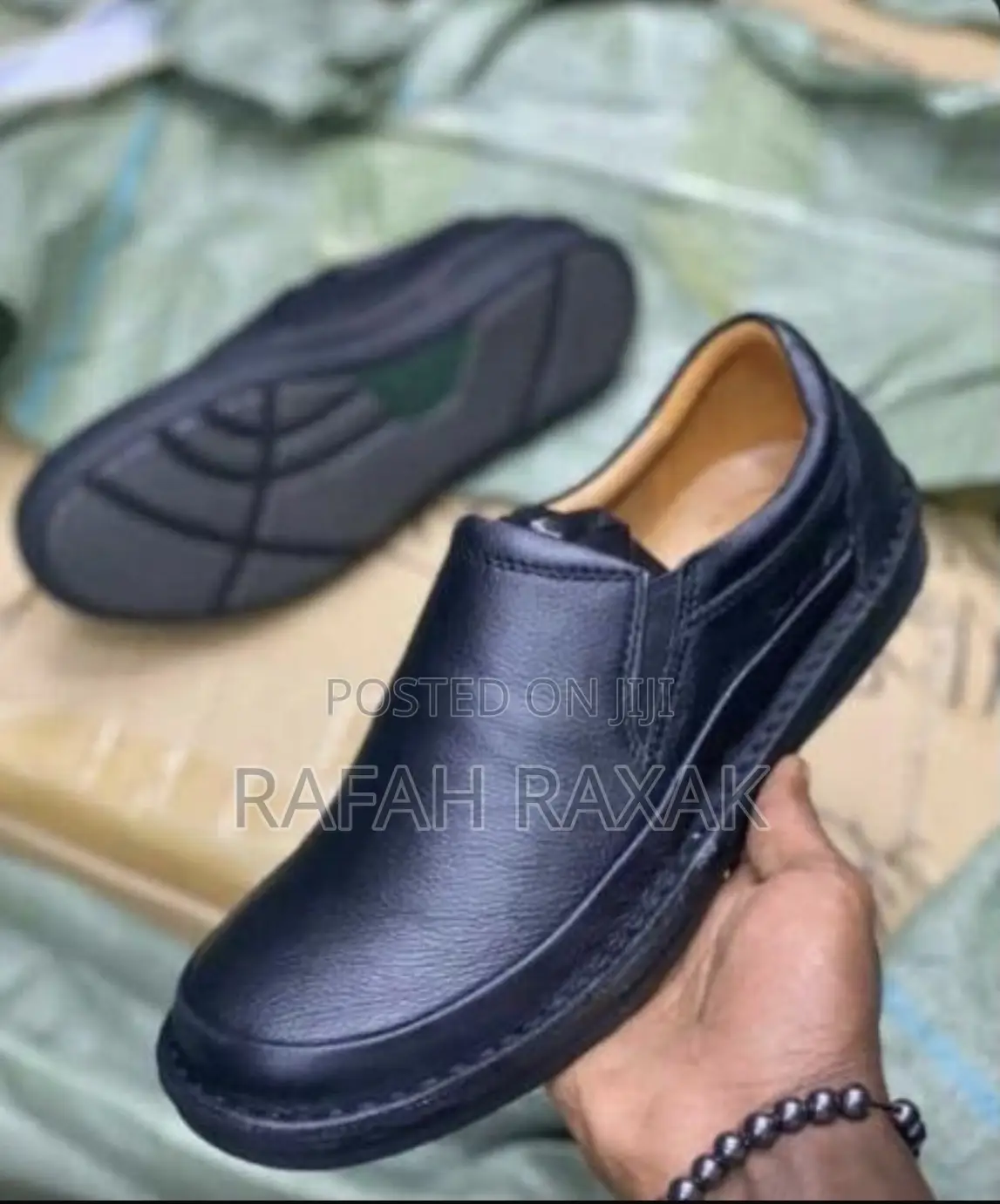 Men’S Black Clarks Active Air Casual Slip-on Genuine Leather Shoes