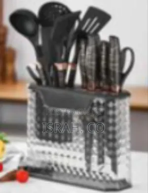 Stylish 16-Piece Kitchen Utensil and Knife Set in Diamond-Cut Storage