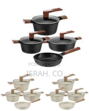 7-Piece Set of Non-Stick Cookware Set With Wood-Look