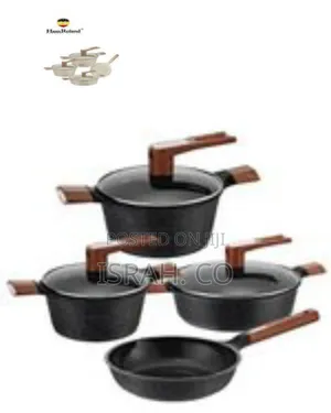 7-Piece Set of Non-Stick Cookware Set With Wood-Look