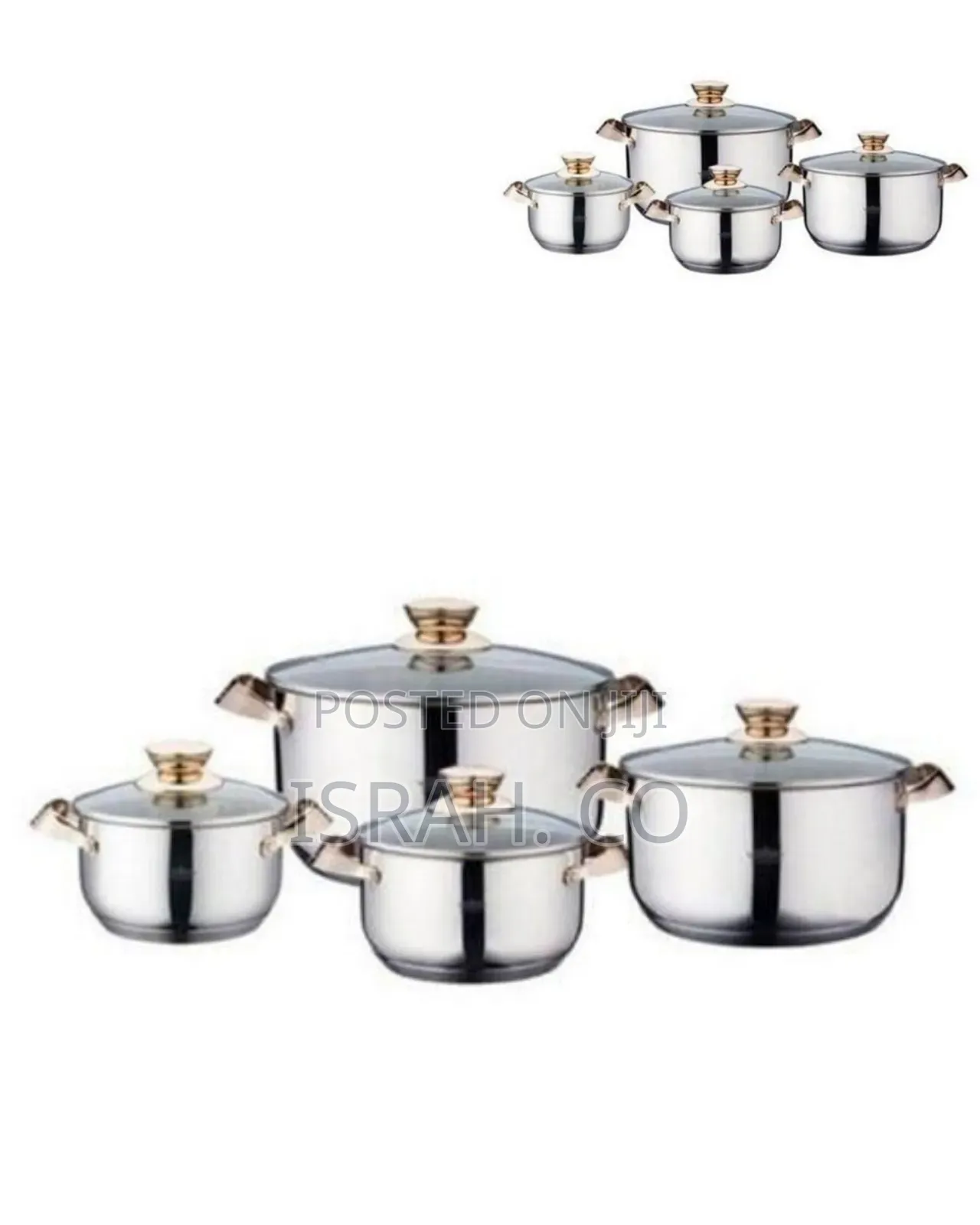Elegant Stainless Cookware Set With Glass Lids (8 Pcs) - Multicolor