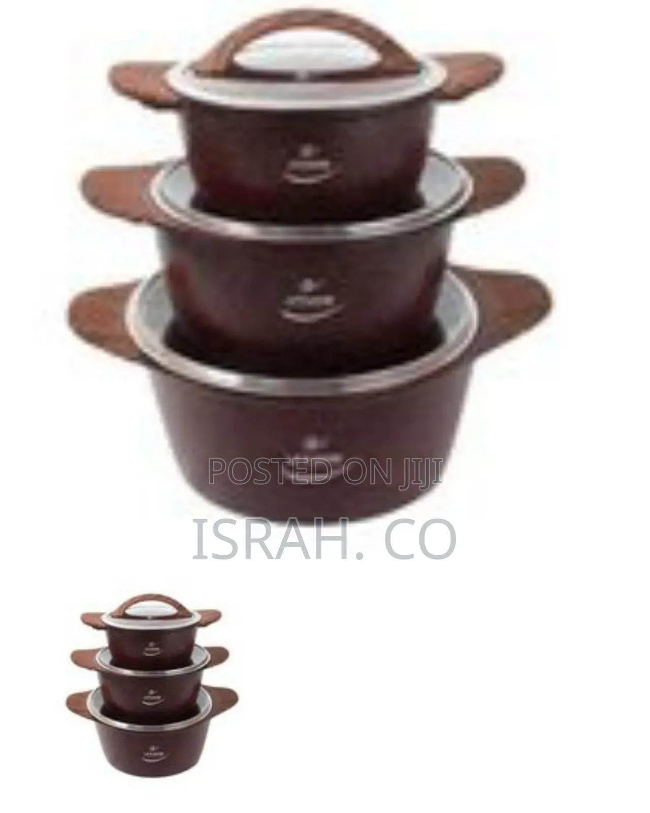 Premium Nonstick Cooking Pot Set With Wood-Look Handles and Lids