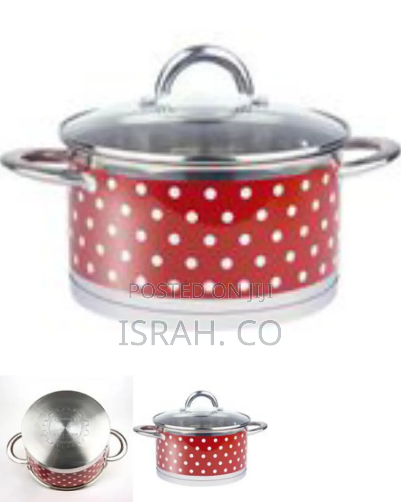 Stylish Polka Dot Cooking Pot Set (Set of 4) - Multicolor