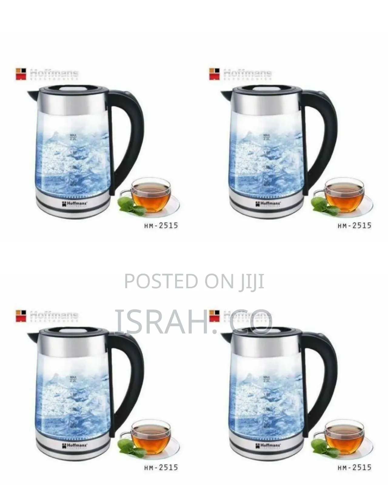 Hoffmans Glass Led Electric Kettle/ Percolator