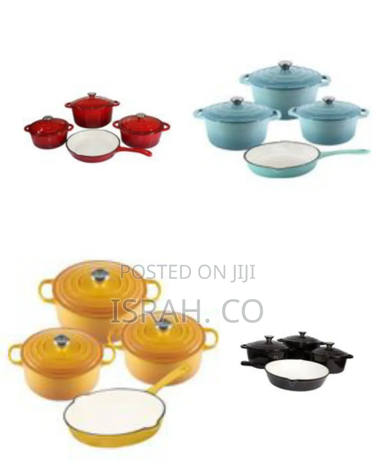7-piece Enameled Cast Iron Cookware Set - Multicolor