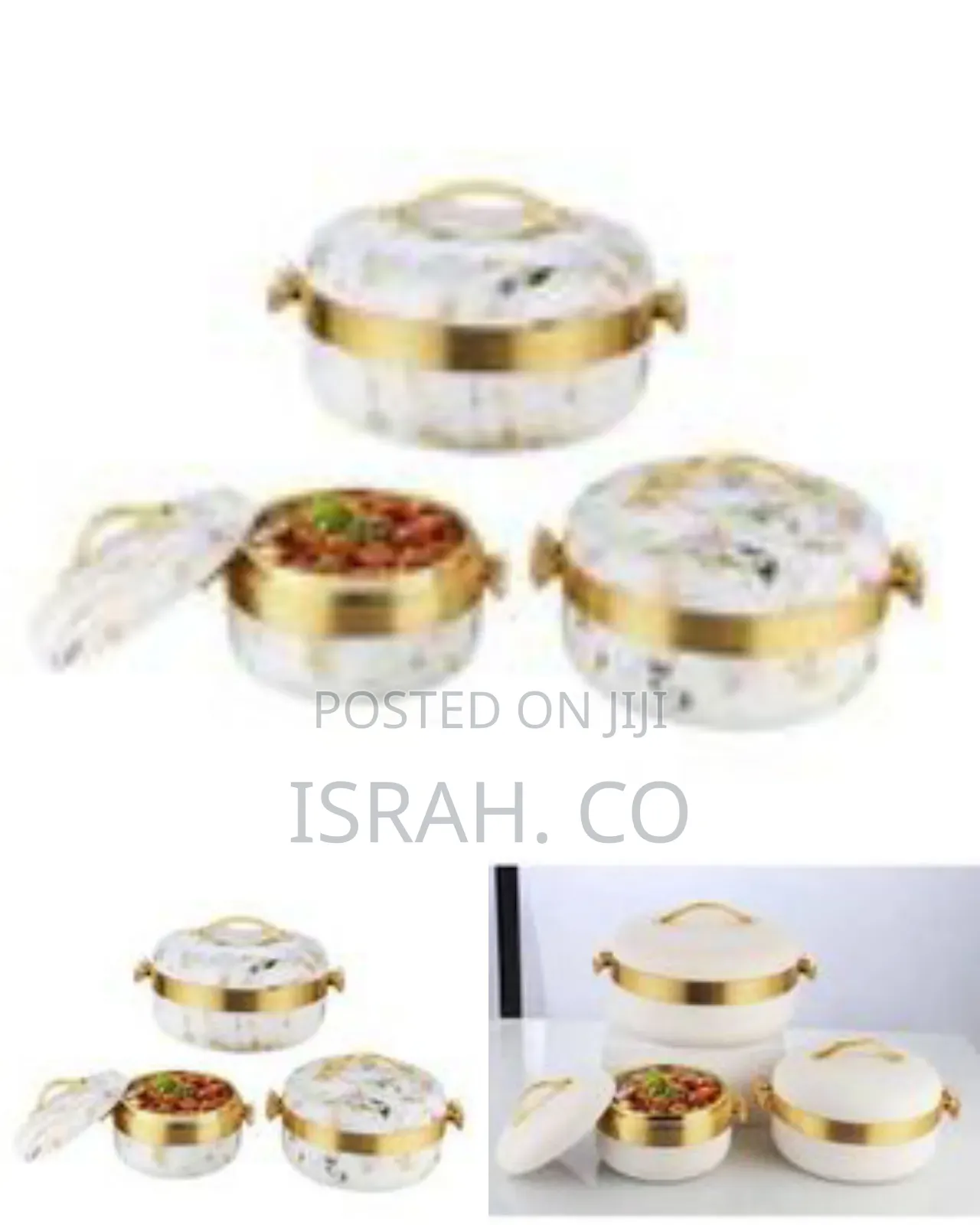 Elegant Marble Gold Insulated Food Warmer Set -