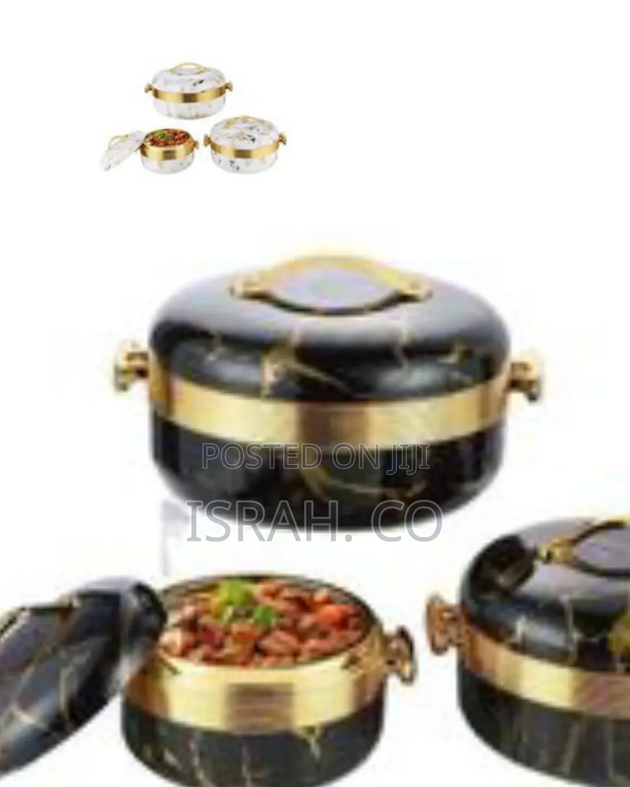 Elegant Marble Gold Insulated Food Warmer Set -