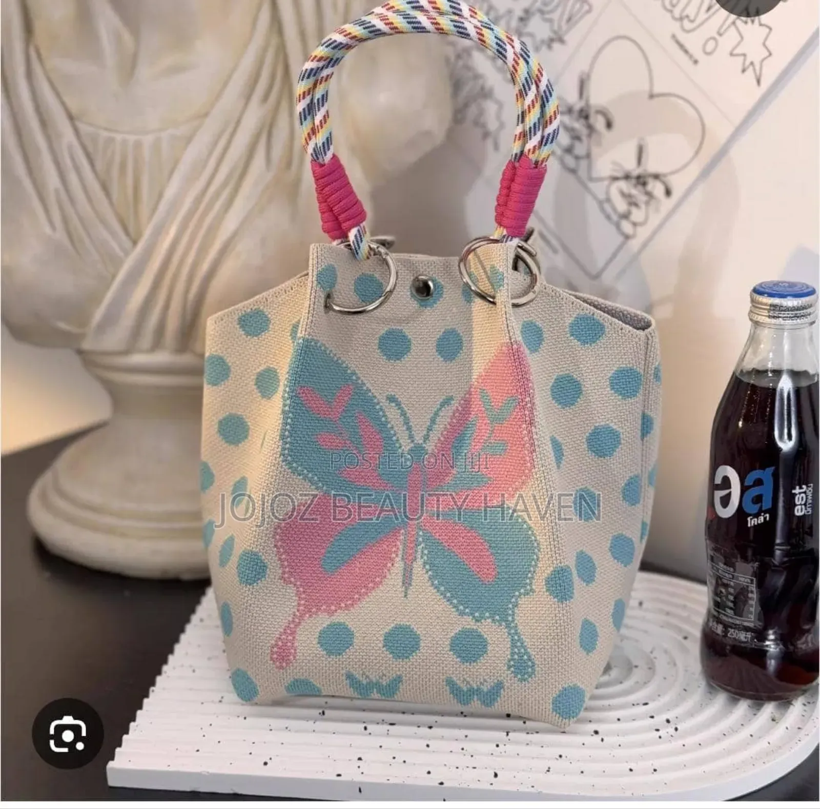 Small Canvas Butterfly Bucket Bag