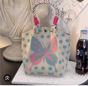 Small Canvas Butterfly Bucket Bag