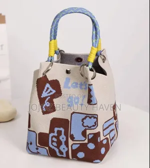 Knitted or Woven Bucket-Style Handbag
