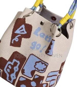 Knitted or Woven Bucket-Style Handbag