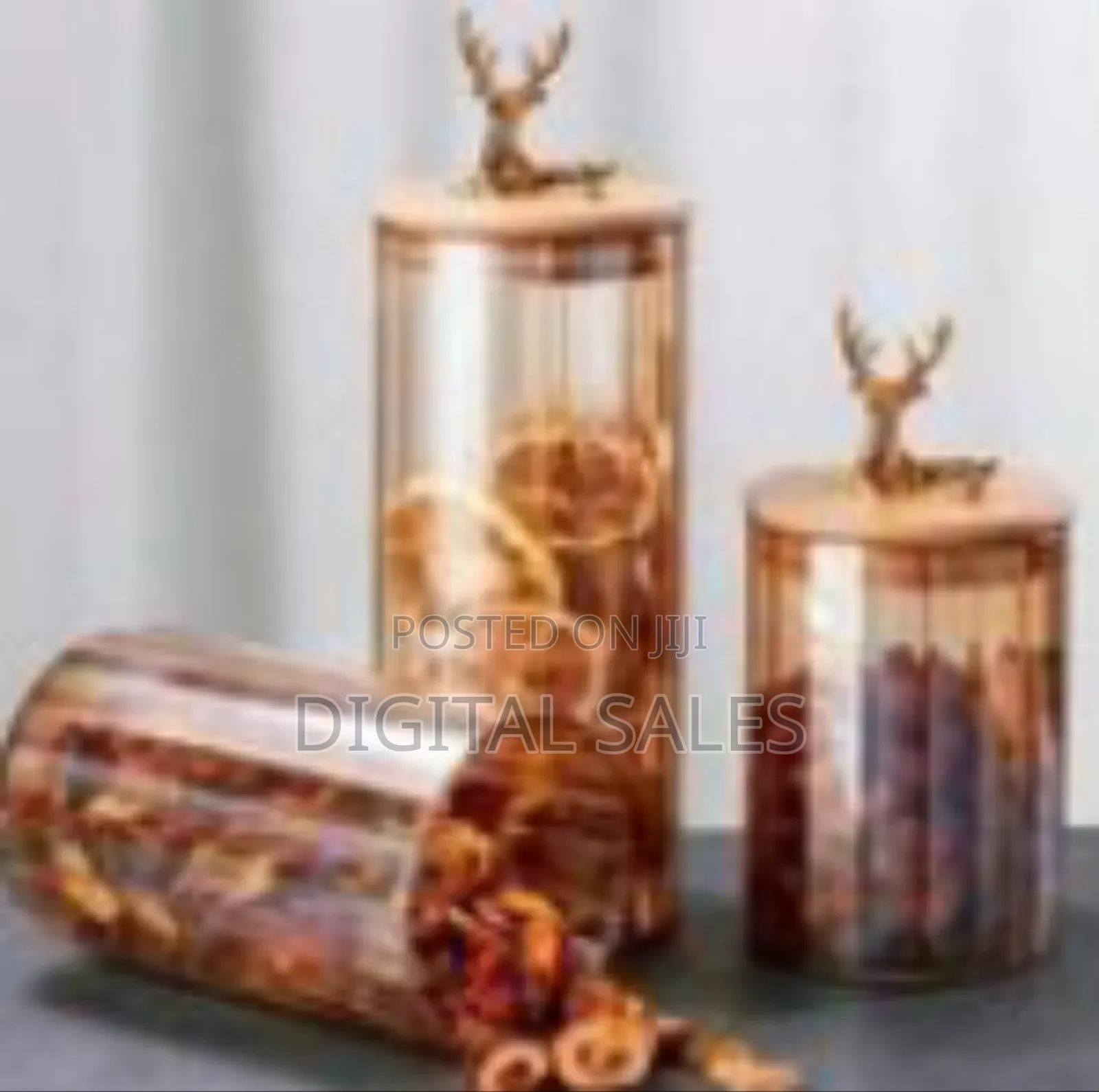 Elegant Decorative Storage Canisters With Deer Accents (Set of 3)