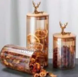 Elegant Decorative Storage Canisters With Deer Accents (Set of 3)