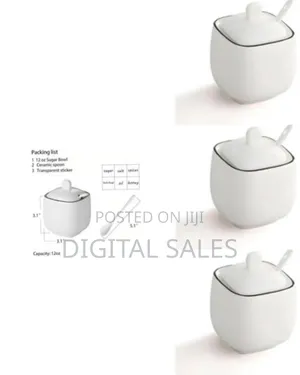 Chic Ceramic Sugar Bowl With Lid and Serving Spoon - Multicolor#