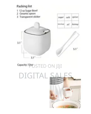 Chic Ceramic Sugar Bowl With Lid and Serving Spoon - Multicolor#