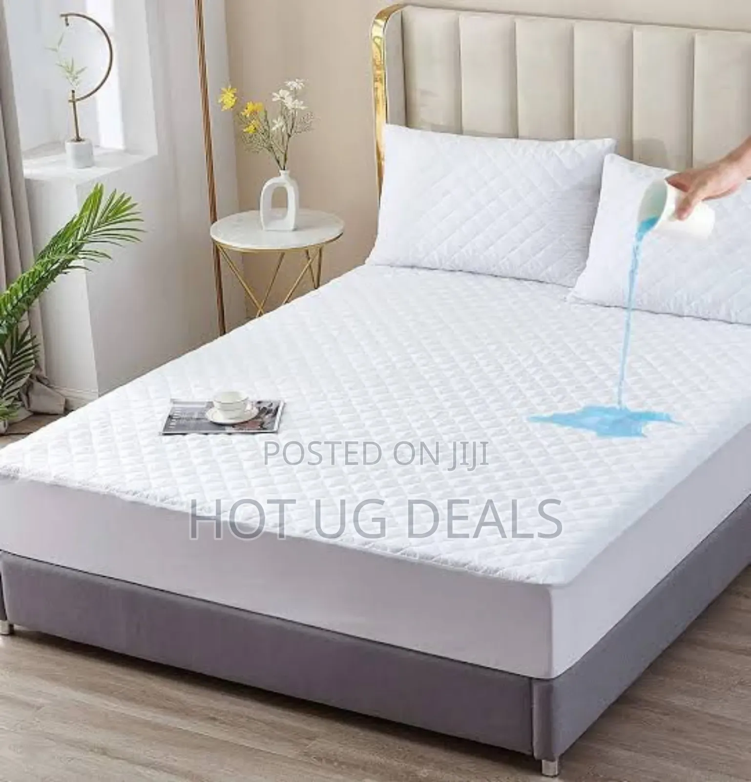 6*6 Quilted Waterproof Matress Protector - White