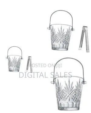 Elegant Glass Ice Bucket With Stainless Steel Tongs - Multicolor