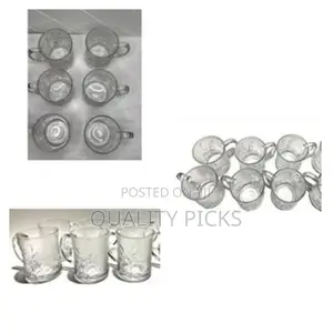 6 Pieces of Gold Line Glass Tea Coffee Cups Mugs