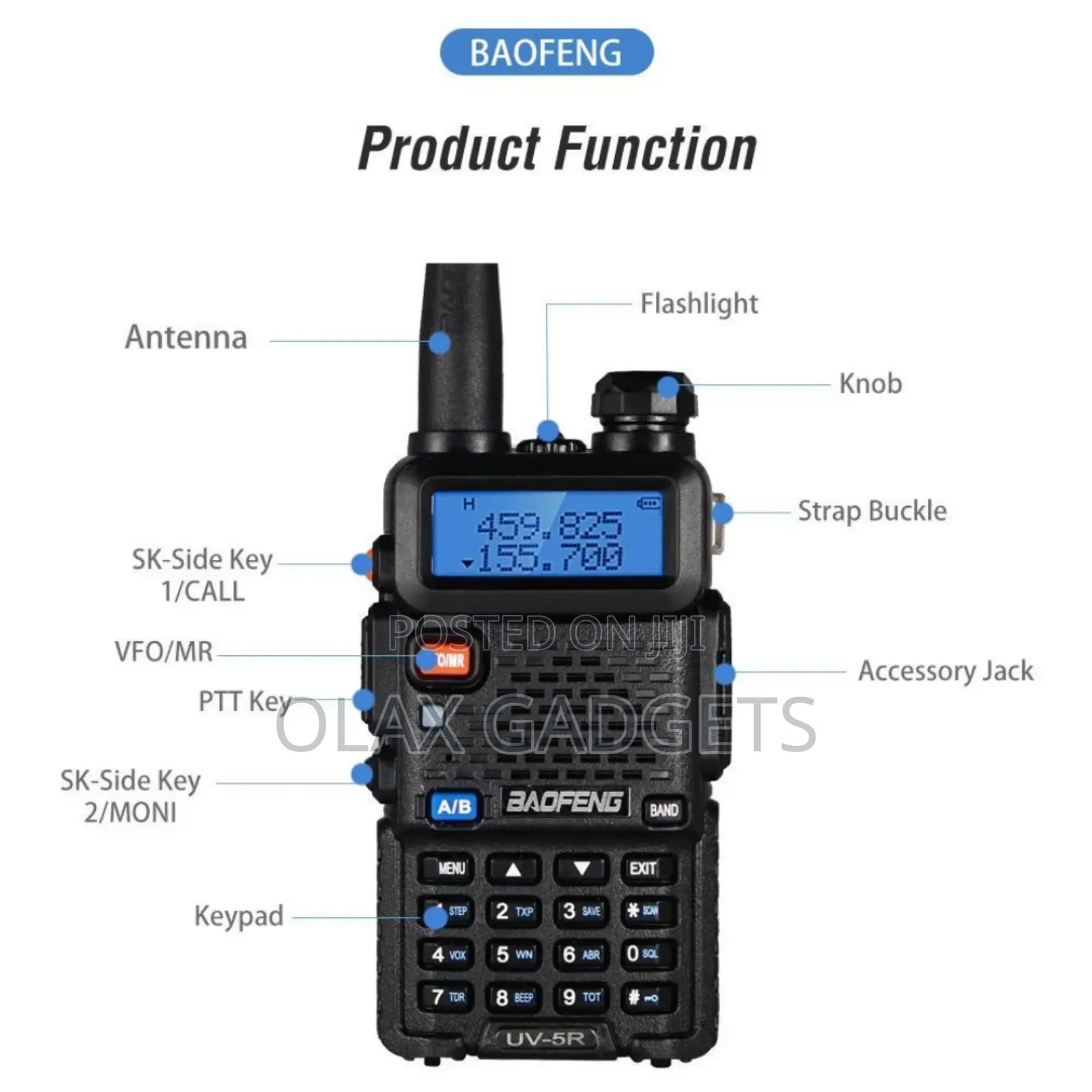 1pc of Baofeng Uv-5r Two Way Radio Dual Band Walkie Talkie