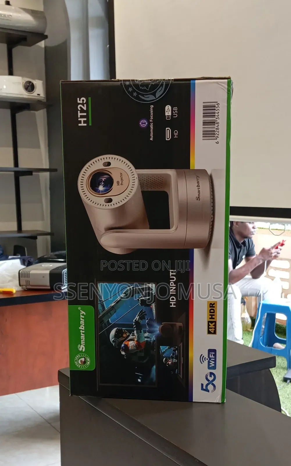 Smartbarry Ht25 Rechargeable Smart Projector | Android 12, 5g Wifi