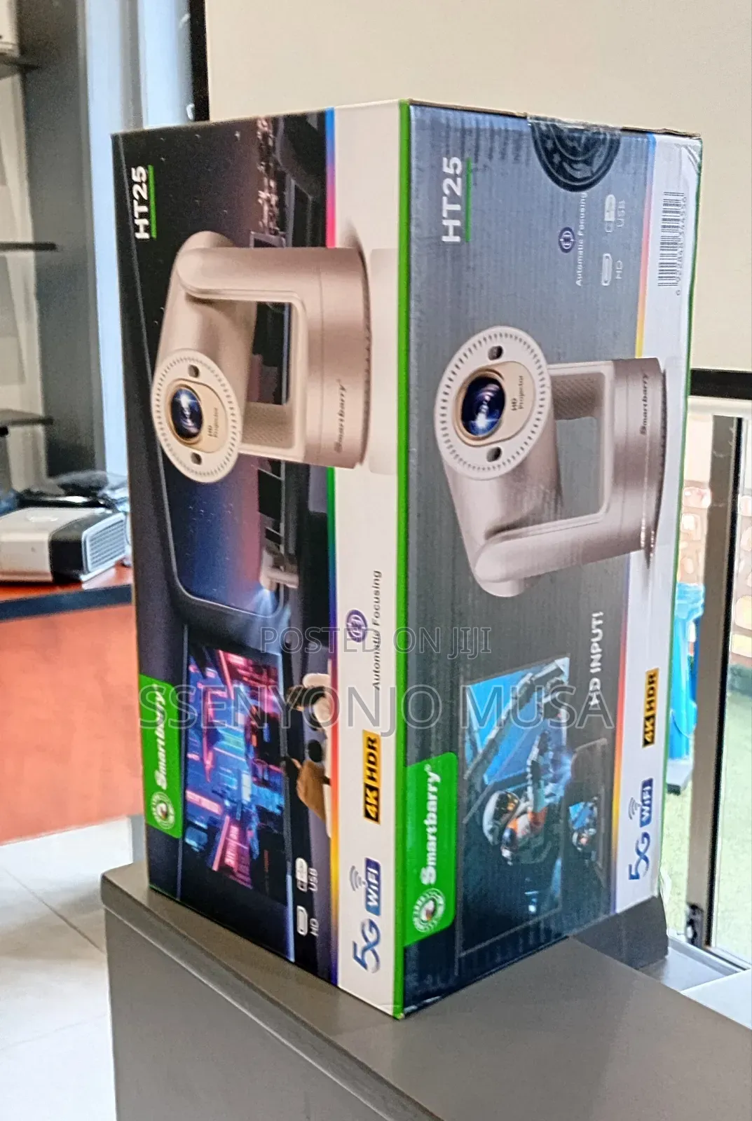 Smartbarry Ht25 Rechargeable Smart Projector | Android 12, 5g Wifi