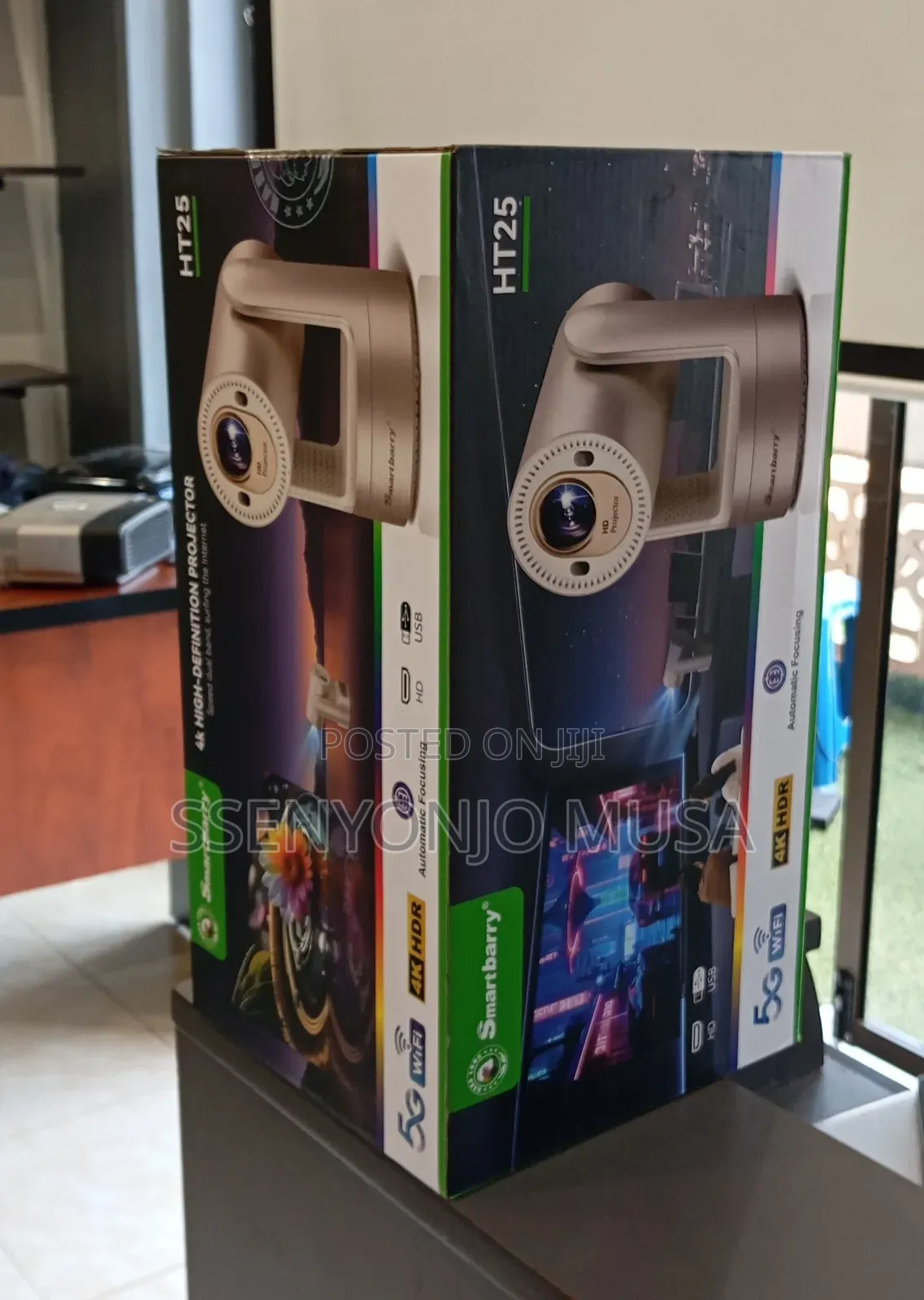 Smartbarry Ht25 Rechargeable Smart Projector | Android 12, 5g Wifi