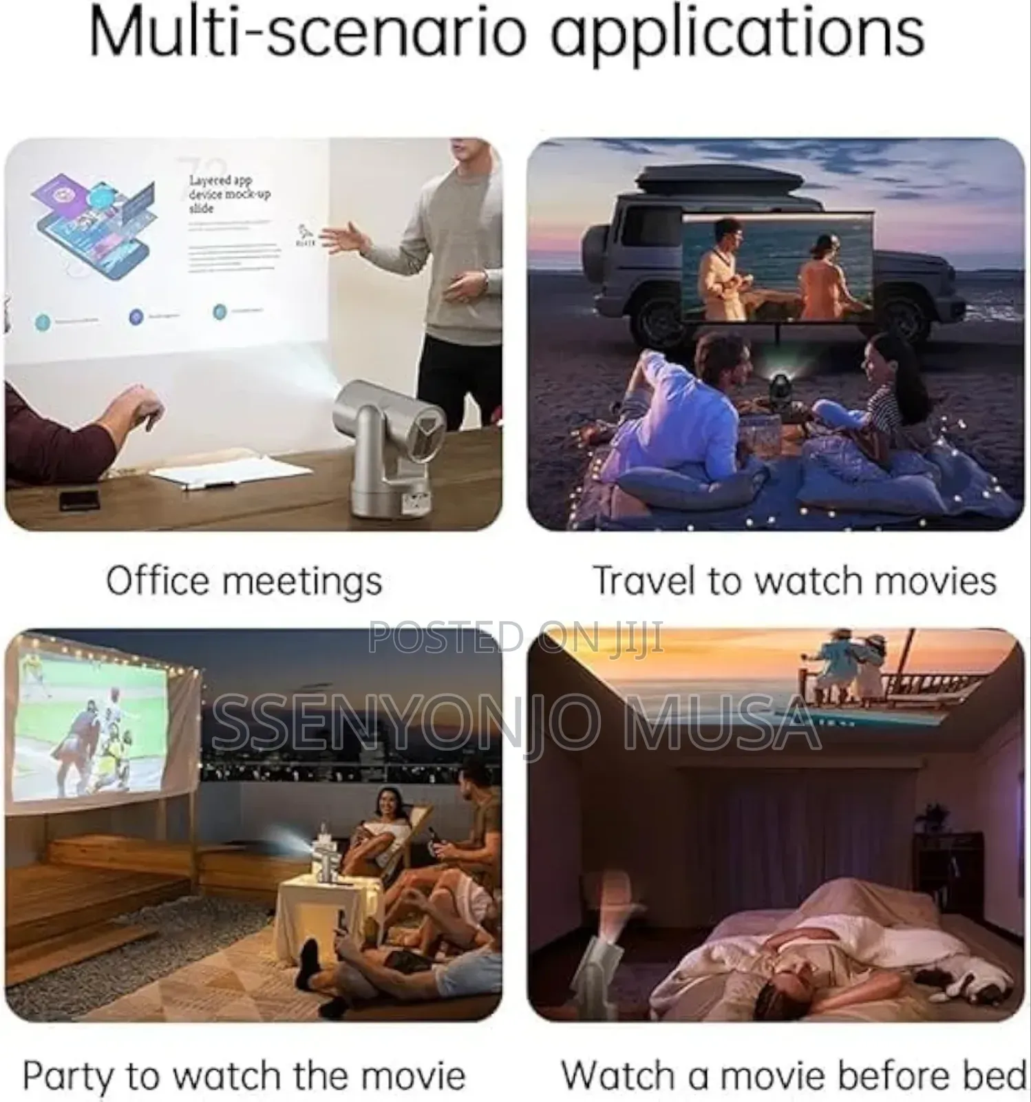 Smartbarry Ht25 Rechargeable Smart Projector | Android 12, 5g Wifi