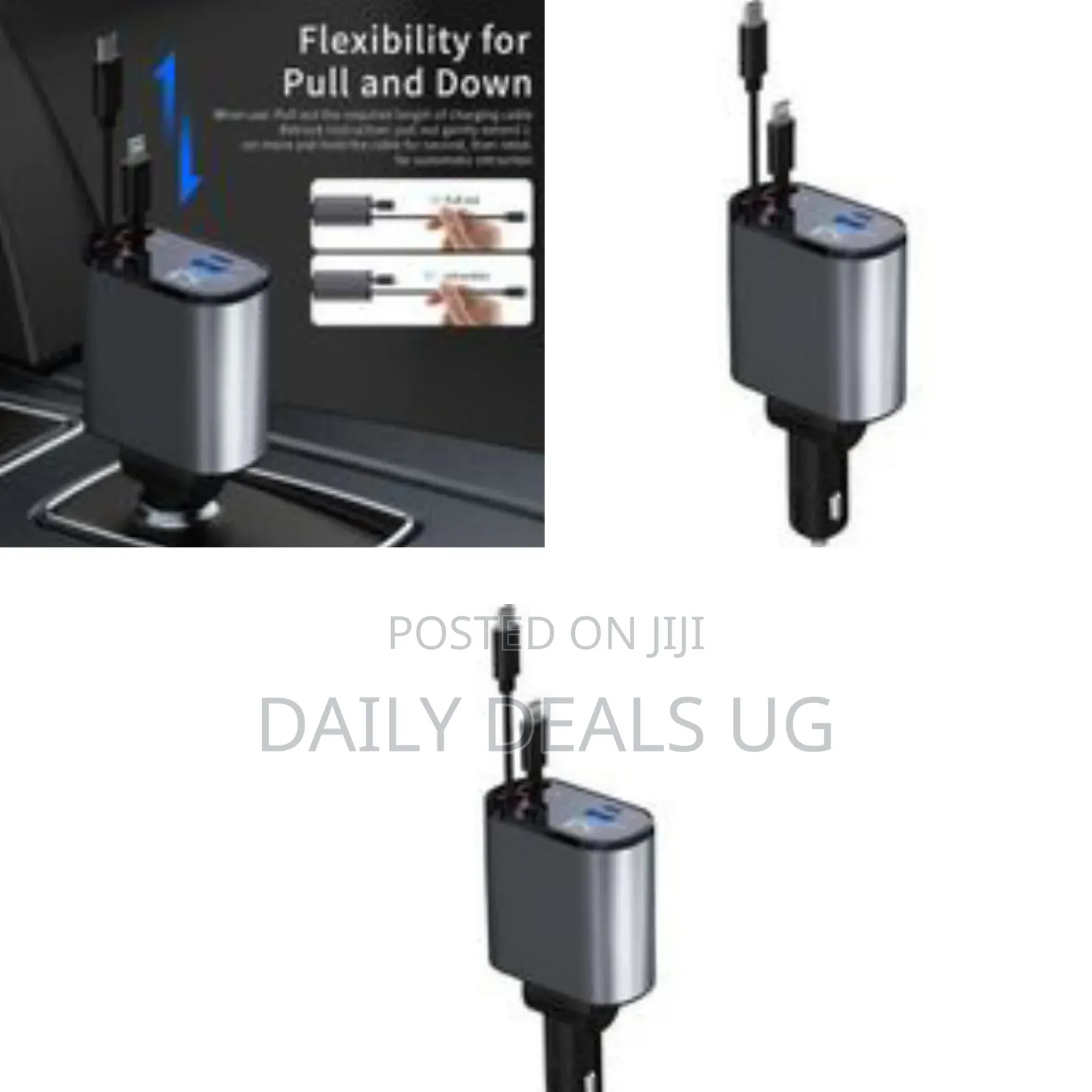 Retractable Car Charger, 100w4 in 1 Fast Car Phone Charger 60w