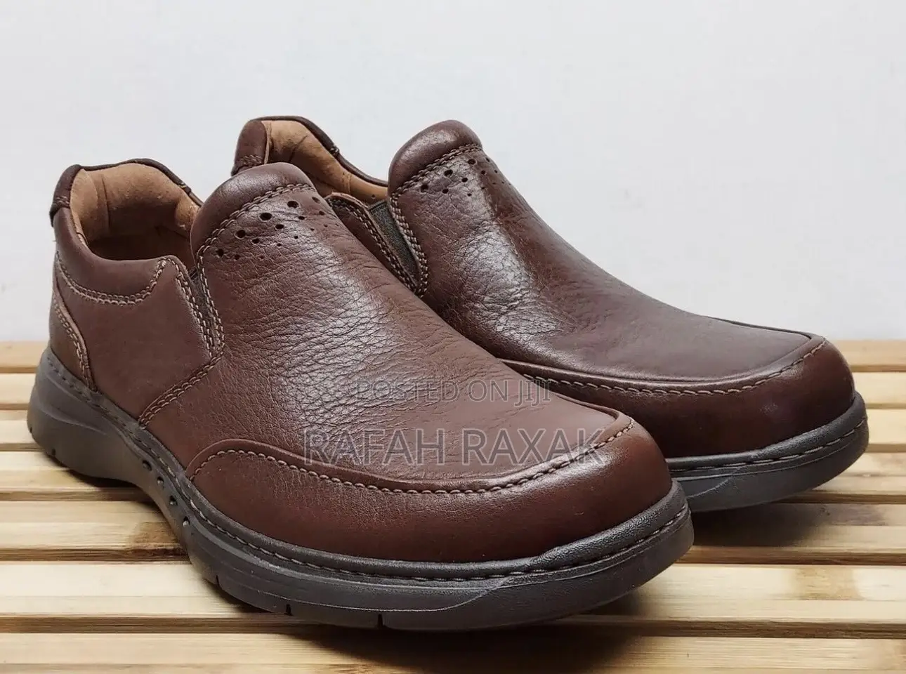 Original Men’S Brown Clarks Leather Un Brawley Step Slip-on Shoes