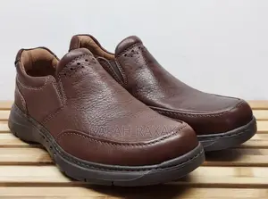 Original Men’S Brown Clarks Leather Un Brawley Step Slip-on Shoes