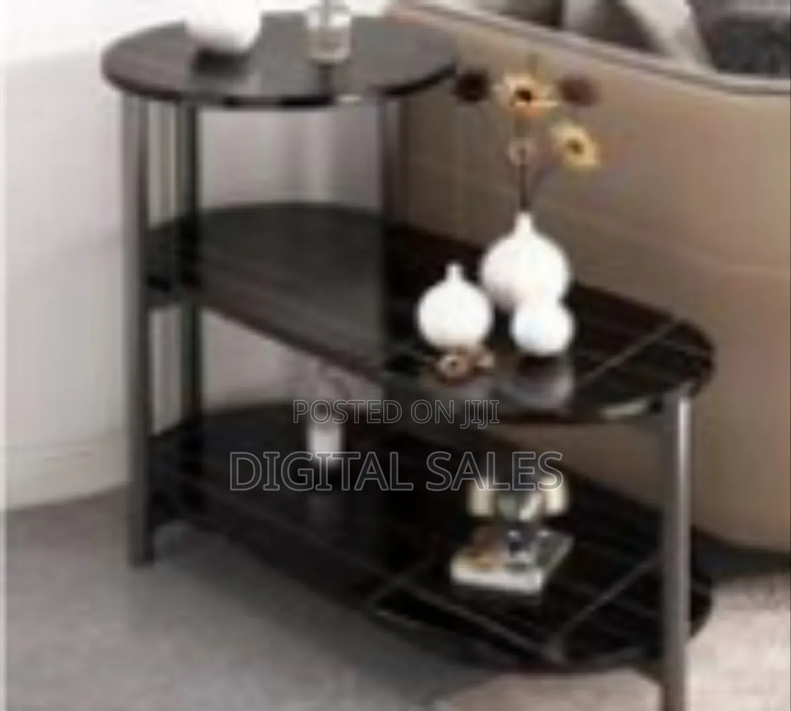 3-Tier Modern Oval Side Table / Display Shelf With Marble Finish