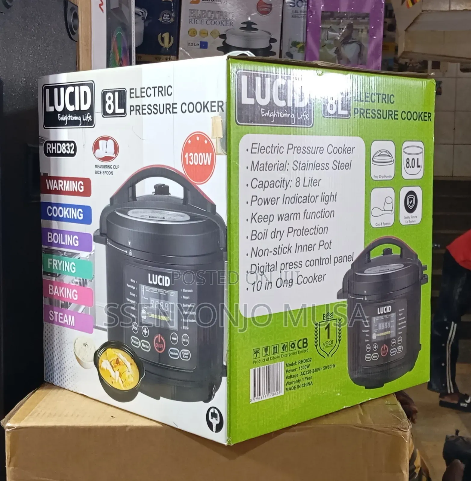 Lucid 8l Electric Pressure Cooker Rhd832 | 1300w Multifunction Cooker