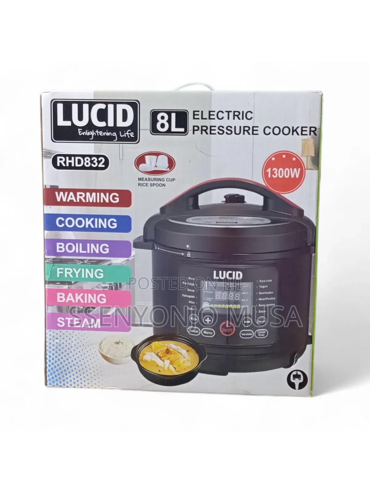 Lucid 8l Electric Pressure Cooker Rhd832 | 1300w Multifunction Cooker
