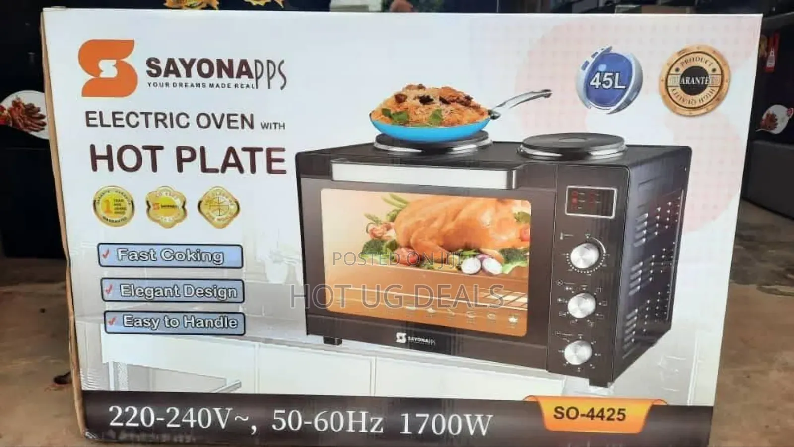 Sayona 45l Electric Oven With Hotplates So-4425