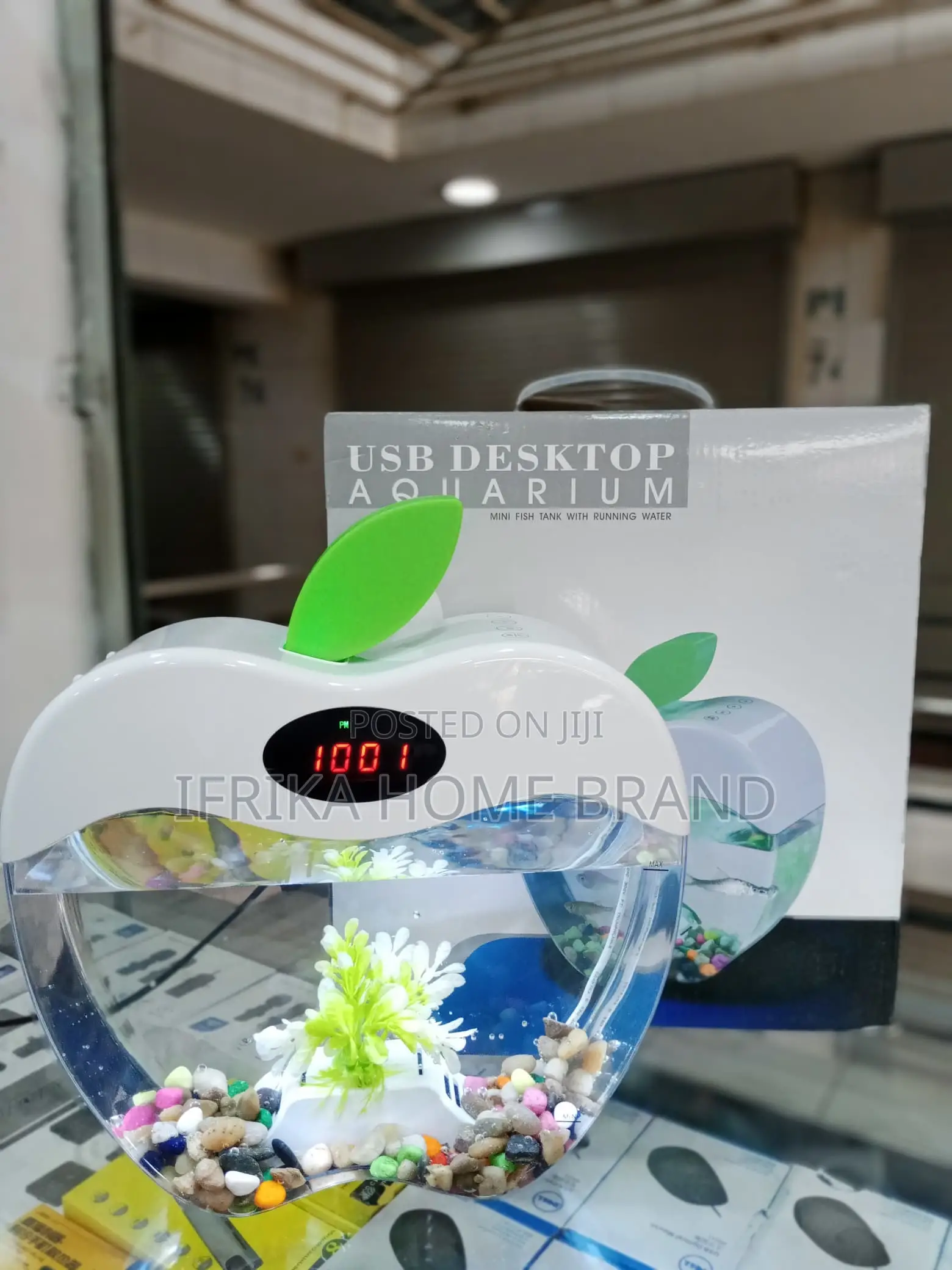 Usb Desktop Mini Fish/Small Fry Tank Aquarium With Led Clock