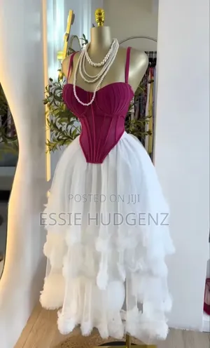 Corset Skirt and Top-Pink and White