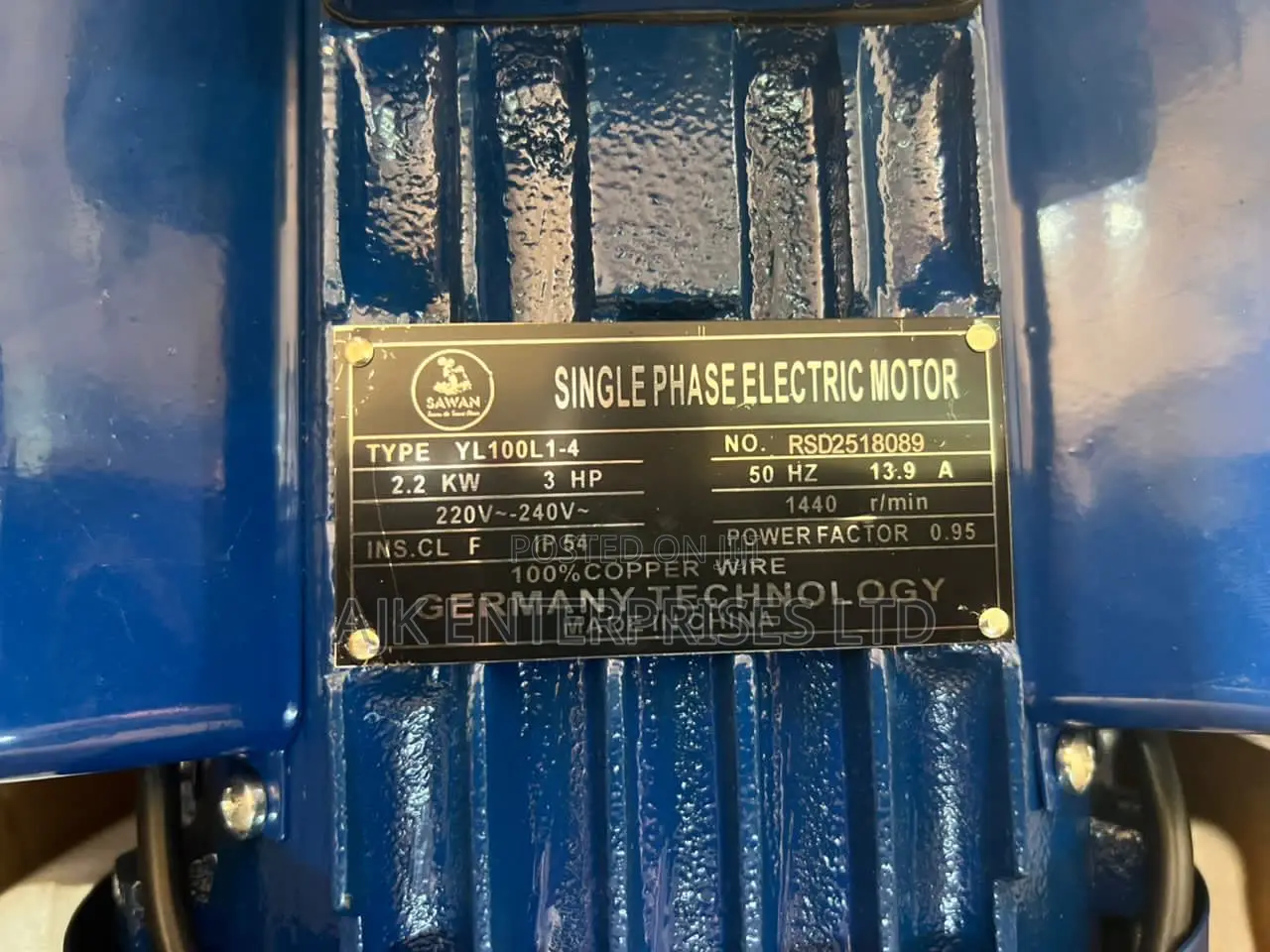 1phase 3hp Normal Speed Motors Available